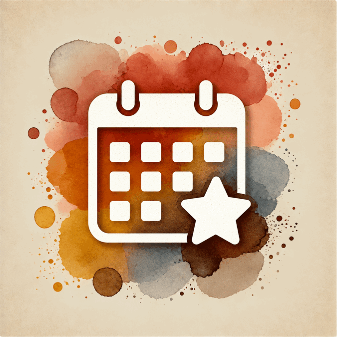 Icona ad acquerello con calendario e stella